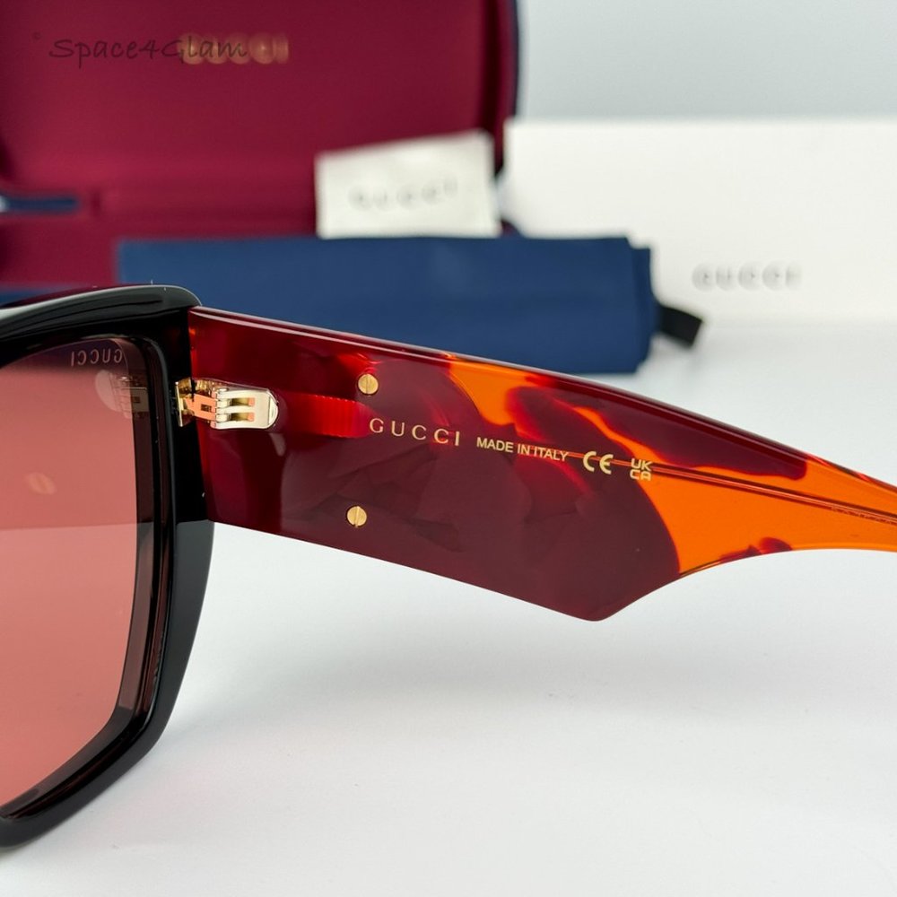 NEW Gucci GG0956S 009 Black Havana Orange Cat Eye Unisex Sunglasses GG 0956S - Picture 8 of 10